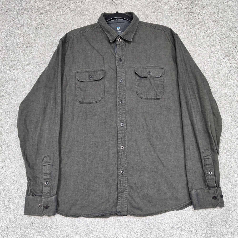 Kuhl Shirt Mens XL Descendr Flannel Long sleeve Pockets Button Up Green